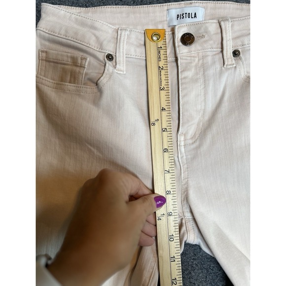 Pistola Jennifer Blush Pink Mid-Rise Skinny Jeans Raw Hem ~ Size 27 - Picture 15 of 15